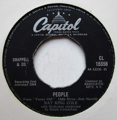 Nat King Cole - 7'' UK 45 - Wild Is Love / People - 1964 -Capitol - CL 15358 - VG