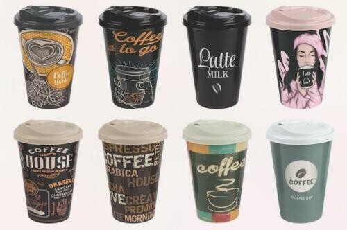 Tazzine Caffè Riutilizzabili Eco Friendly Termoisolante Tazza da Viaggio Coperchio 450ml UK - Foto 2 di 2