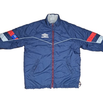 Vintage Umbro Jacke Winterjacke Gr. L Herren Wendejacke Retro Blau Weiß