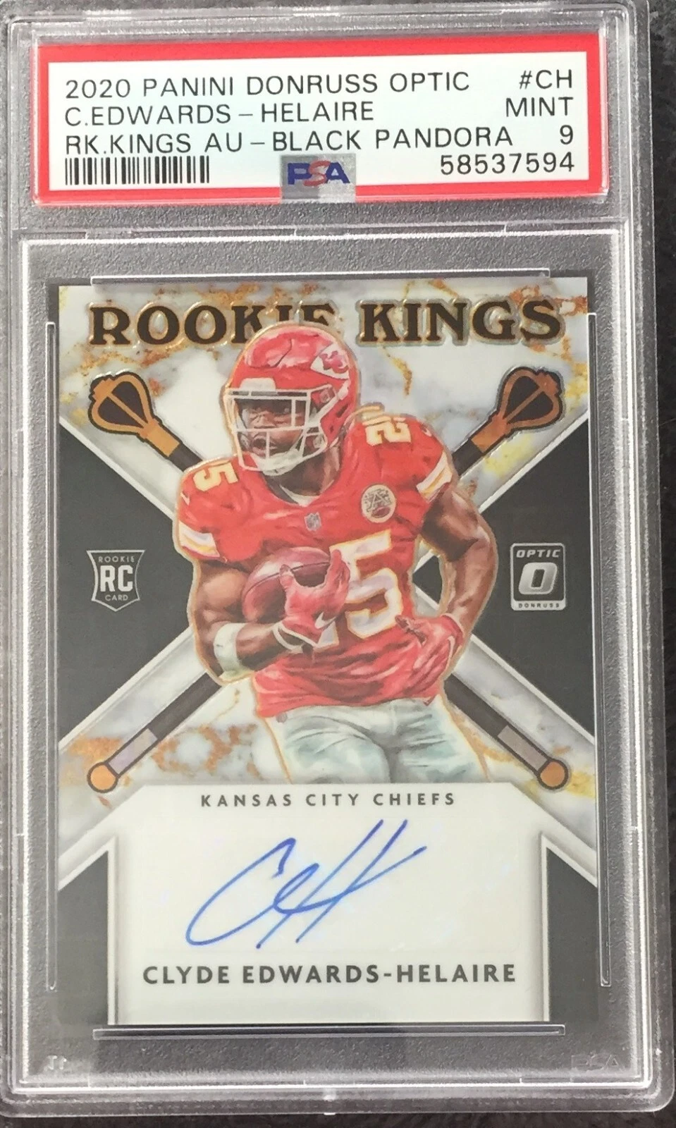 Clyde Edwards-Helaire Panini Donruss Optic Rookie Kings Autographs #CH Black Pandora