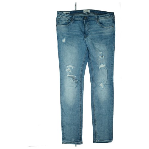 Jack & Jones Liam Men's Jeans Pants Stretch Skinny Slim W36 L34 Used Look Blue