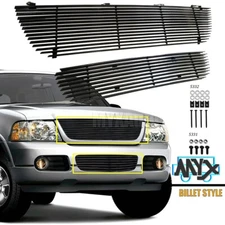 Fits 2002-2005 Ford Explorer Billet Grille Black Upper And  Lower Grill Combo 
