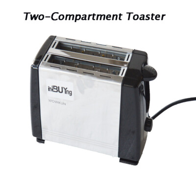 Two-Compartment Electric Bread Toaster Home Kitchen Stainless Steel 110V 1.3KW