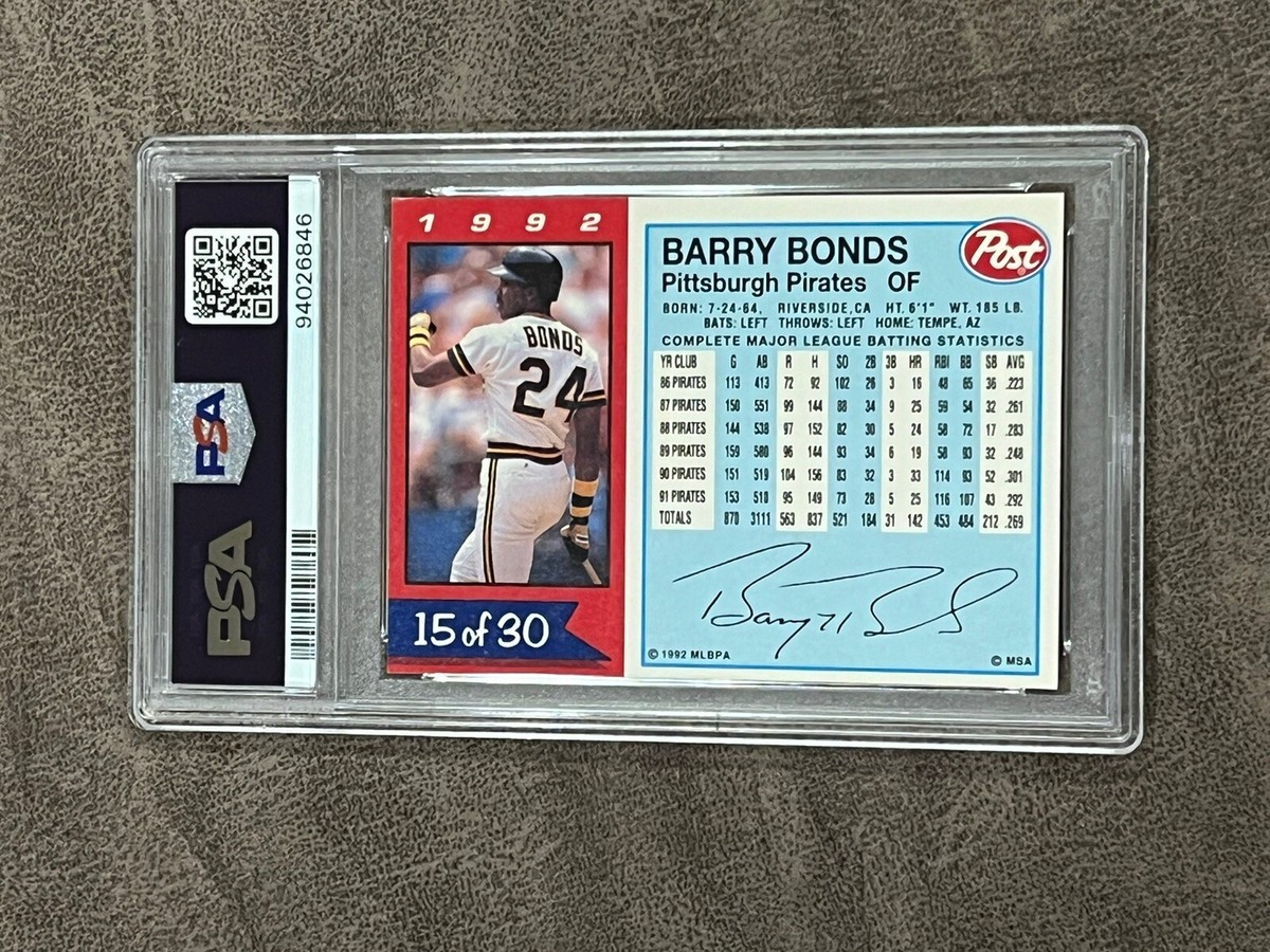 1992 Post Cereal Barry Bonds #15 PSA 8 NM-MT Pittsburgh Pirates | eBay