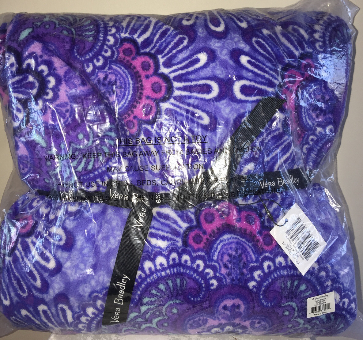 Vera Bradley Lilac Tapestry 50x80 Fleece Throw Blanket Bedding for