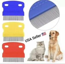 Pet Flea Comb Fine Toothed Stainless Steel Tooth Flea Hair Brush Hair Dog Comb 