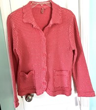 Focus 100% Cotton Coral Waffle Weave Knit Jacket Small Nwt
