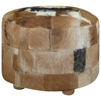 Hocker Echtes Ziegenfell Rund Sitzhocker Pouf Lederhocker Fellhocker Vidaxl