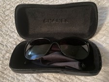 CHANEL Cat Eye Gradient Sunglasses Black Plaid Frame Purple Lens Women