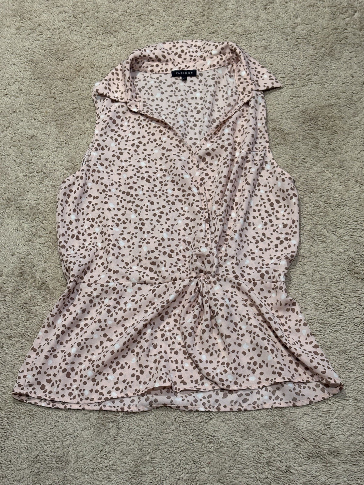 Pleione Womens Shirt Size Large Multicolor Print Classic Dressy Flowy Comfort
