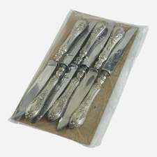 Set of 6 Vintage Hugo Köller Solingen Rostfrei Silverplate Fruit Knives Germany