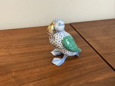 Puffin Icelandic Blue Fishnet Herend Animal Figurine 1st Edition