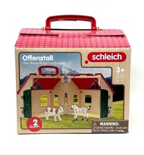 Schleich 72340 kleiner Mitnehm-Stall Offenstall Bauernhof inkl. zwei Tiere