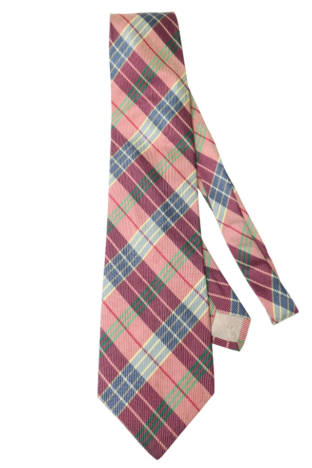 Gravata Basile masculina tamanho único xadrez renda roxa seda pura - Imagem 4 de 4