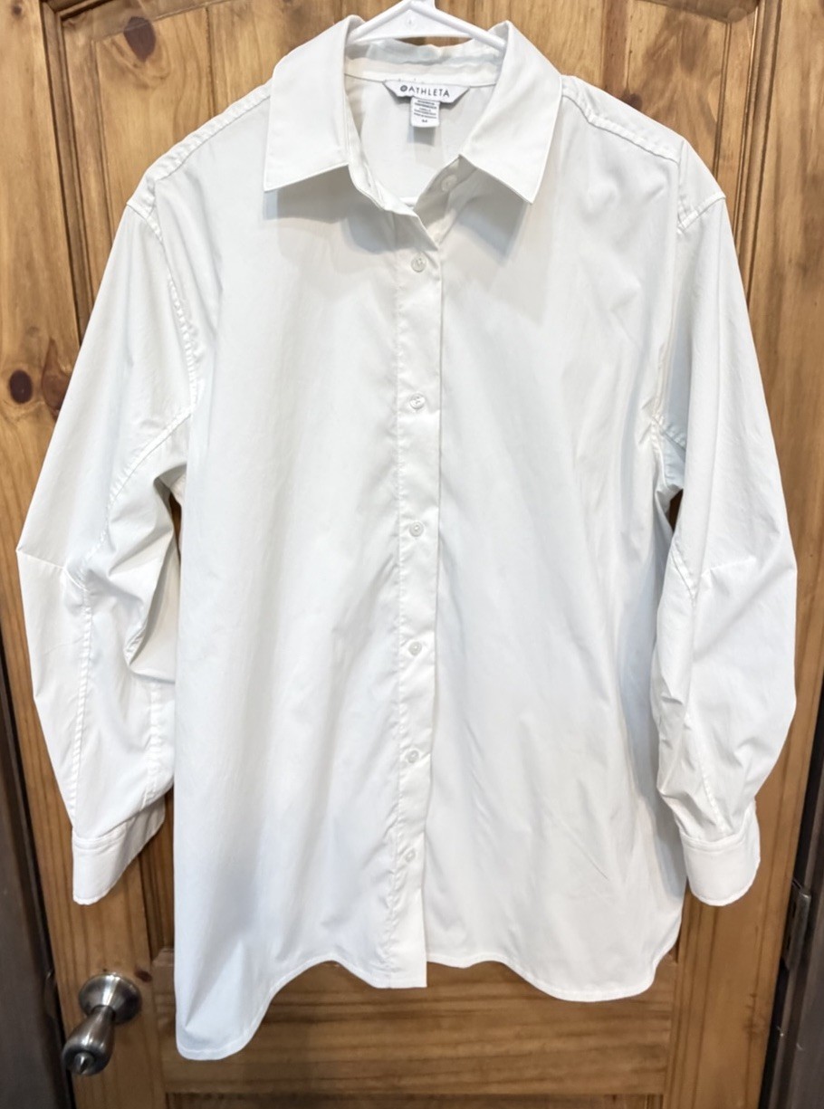 Athleta White Button Down Shirt Medium Classic Wo… - image 1