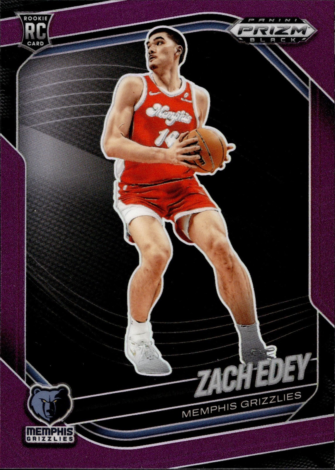 Zach Edey 2024-25 Panini Prizm Black Purple Prizm /99 RC #64
