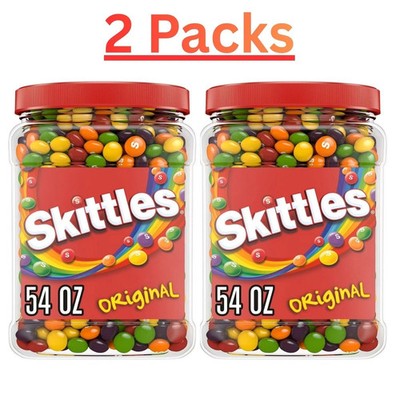 2-PACK Skittles Original Chewy Candy Bulk Jar, 54 oz each, Over 6 Lbs total