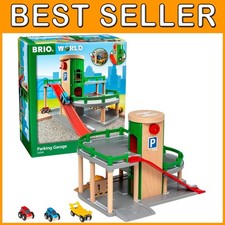 Kids Wooden Parking Garage - Fits Train Sets