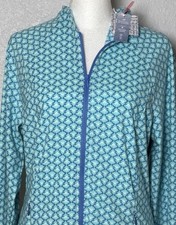 Sigrid Olsen Golf  Tennis Jacket Full Zip Blue Stretch Large Quick Dry UPF 50