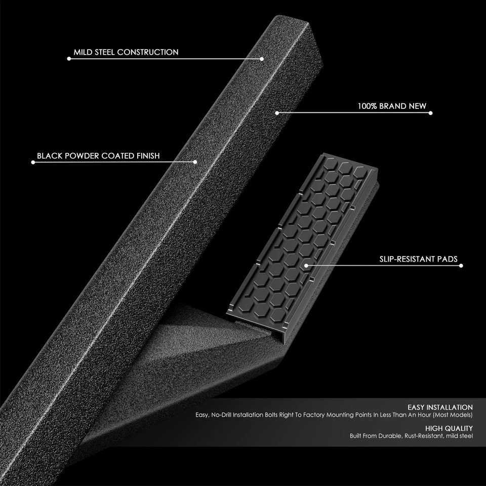 Para Silverado Sierra 2007-2019 doble cabina 3" estribo lateral barra Nerf estribo negro Foto 2 de 4