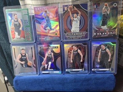 Luka Doncic 8 Card Lot All Prizms (7) & 1 Numbered  (On Target Blue Mirror /265)