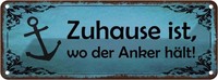 Blechschild 10X27 Cm Zuhause Ist Wo Der Anker HäLt Geschenk Deko Geschenk Metall