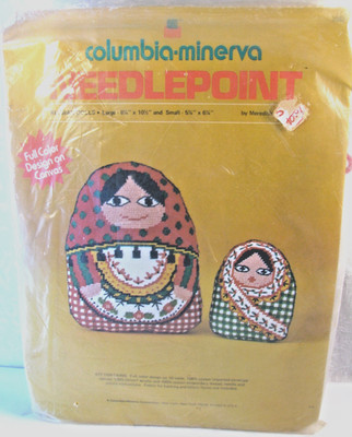 Vtg 70's Columbia Minerva Needlepoint Russian Dolls Kit Matryoshka Nesting 2362