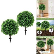 Jasmpig Artificial Green Eucalyptus Topiary Ball Tree 24" with Ground Spike