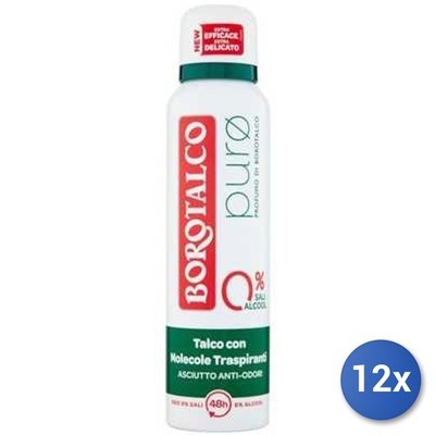 12x Konvolut Borotalco Deodorant Spray 150 ml. Puro Zero Sali Made In Italy