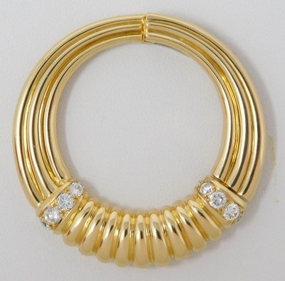 Van Cleef & Arpels VCA  18 kt Yellow Gold & Diamond Hinged Clip Brooch Pin B9370