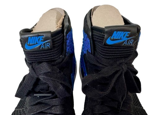 NIKE AIR JORDAN 1 Retro Flyknit BG Black Royal Blue Size 6Y 38.5 NEW IN BOX - Picture 8 of 14