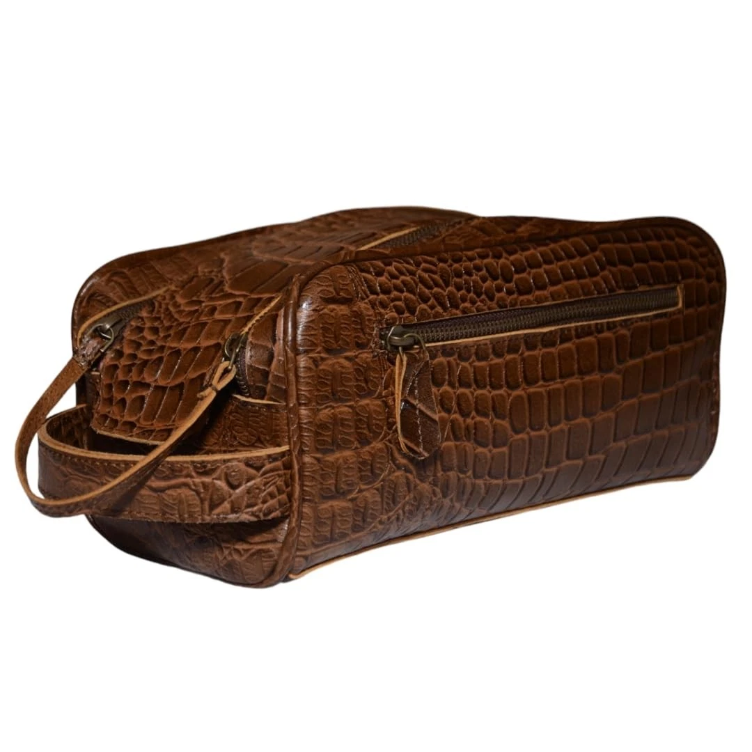 Premium Buffalo Leather Unisex Toiletry Bag Travel Kit (King Size) Shaving ki...