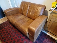 Brown Leather 2 Seater Sofa c.160cm Wide  c.90cm Deep c.76cm High