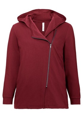 sheego Longsweatjacke Damenpullover Damen Mode Fashion Hoodie Bordeauxrot 117324