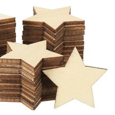30mm Wooden Stars, 100 Pack Unfinished Wood Stars Blank Wooden Cutouts