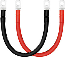 2PCS 4 AWG Battery Cables with 5/16 Ring Terminals Positive Negative 1Ft