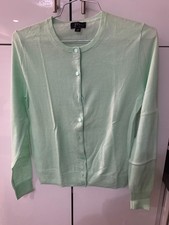 Women's J.CREW 100% Cashmere Crewneck Button Cardigan Sweater- Mint Green