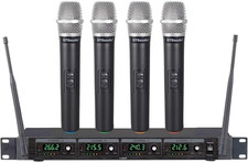 4 Handheld Wireless Microphone Cordless Mics System, Ideal for Church, Karaoke,