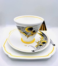 Shelley Bone China Tea Trio / Cup Mode Shape / Yellow Butterfly /Art Deco / VGC