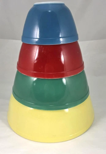 Vintage Pyrex Primary Colors Nesting Mixing Bowls 401 402 403 404 Set of 4
