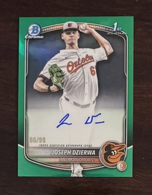 2025 Bowman Draft Chrome Joseph Dzierwa Green Refractor Auto 66/99 - 1st Bowman