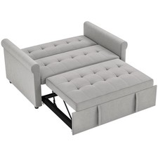 HOMCOM Convertible Pull Out Sleeper Sofa Bed Settee for Living Room, Grey