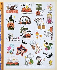 Peanuts "Snoopy  Friends". Thanksgiving Large Sticker sheet. Cut In 3 Parts 