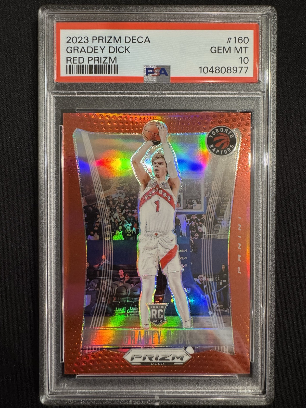 2023 Panini Prizm Deca Gradey Dick Red Prizm Rookie 1/199 PSA 10 Jersey Match 🔥