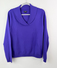 Prive 100 Cashmere Sweater Women  s L Purple Shawl Collar Pullover Old Money