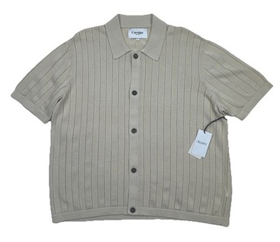 Corridor Shirt Mens XL Beige Ladder Knit Organic Cotton Relaxed Button Front