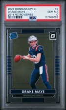 Drake Maye 2024 Donruss Optic 2014 Retro Series Rookie Football Card #3 PSA 10
