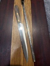 Vintage Russell Green River USA Made Chefs Cooking Knife Wooden Scales Stainless