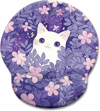 Purple Mouse Pad with Wrist Rest, Cat Ergonomic Mouse Pad Wrist Support with Non