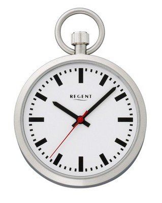 Regent P-776 EDELSTAHL Taschenuhr mit Kette Quartz Bahnhofsuhr 3 BAR WR 